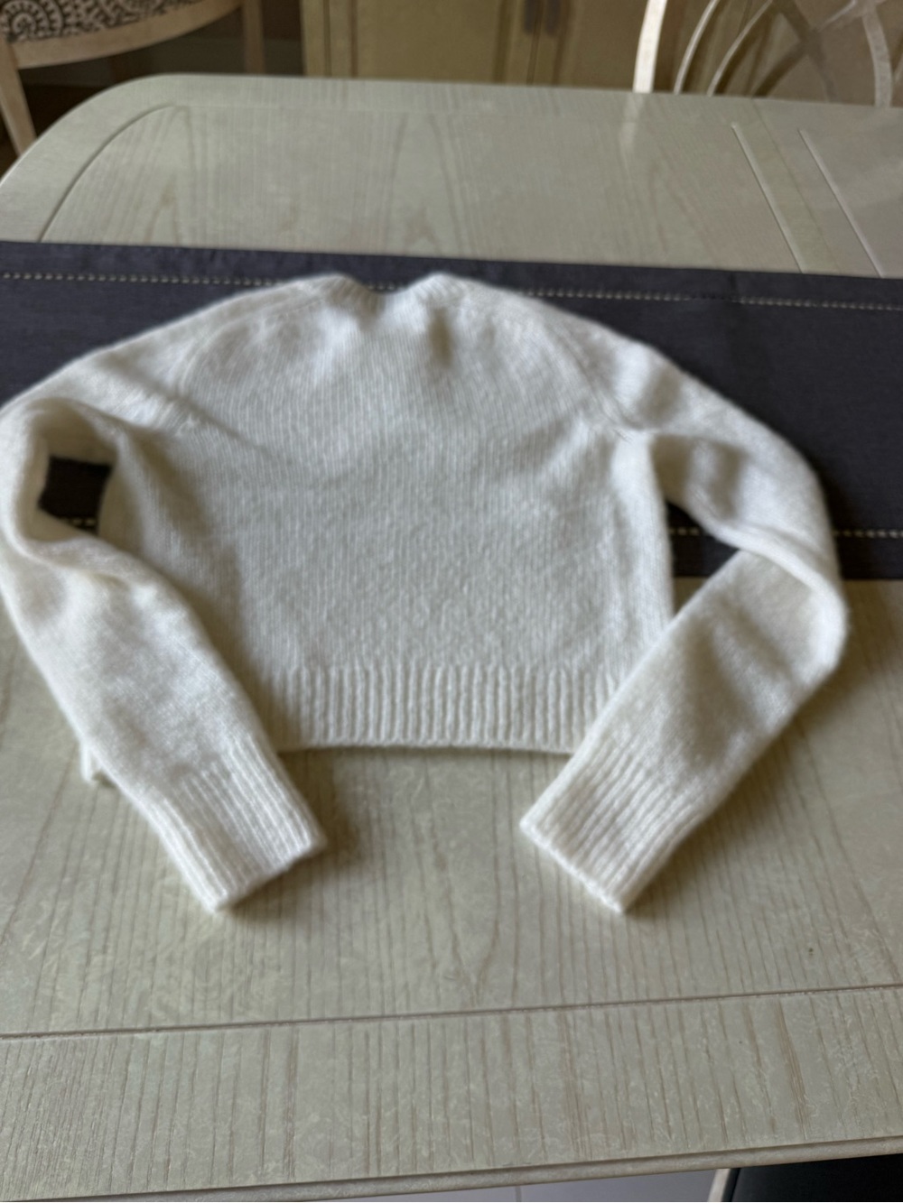 Cropped White Crewneck Women's Sweater